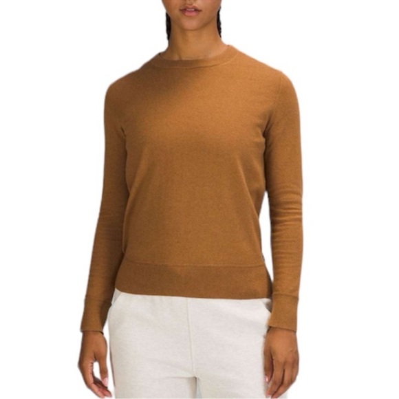 Lululemon Organic Cotton Cashmere Blend Sweater in Cooper Brown Soft Sz 10 - Picture 1 of 11